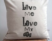Love me Love my Dog Hand Block Printed Pillow