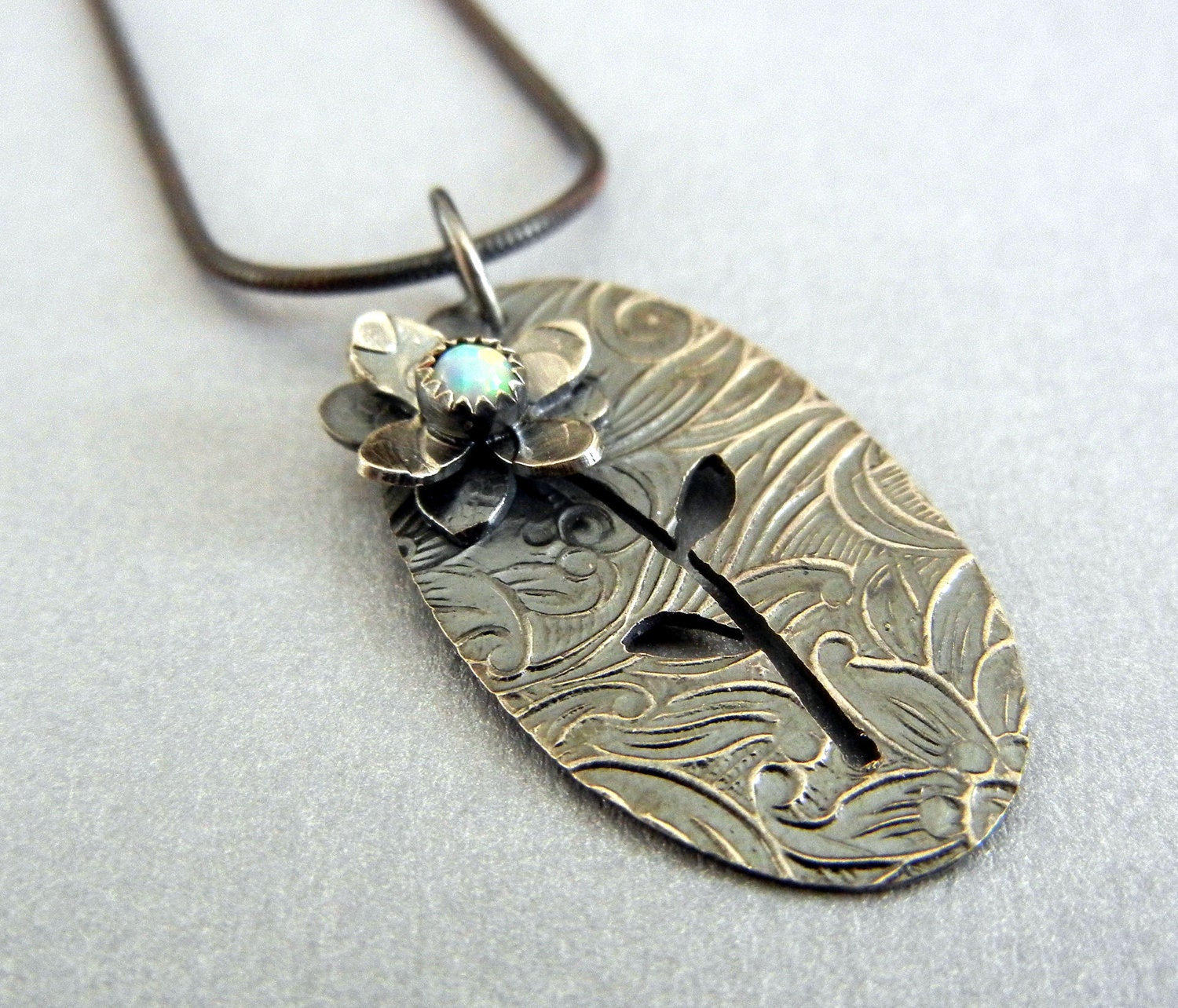 Opal Flower Necklace