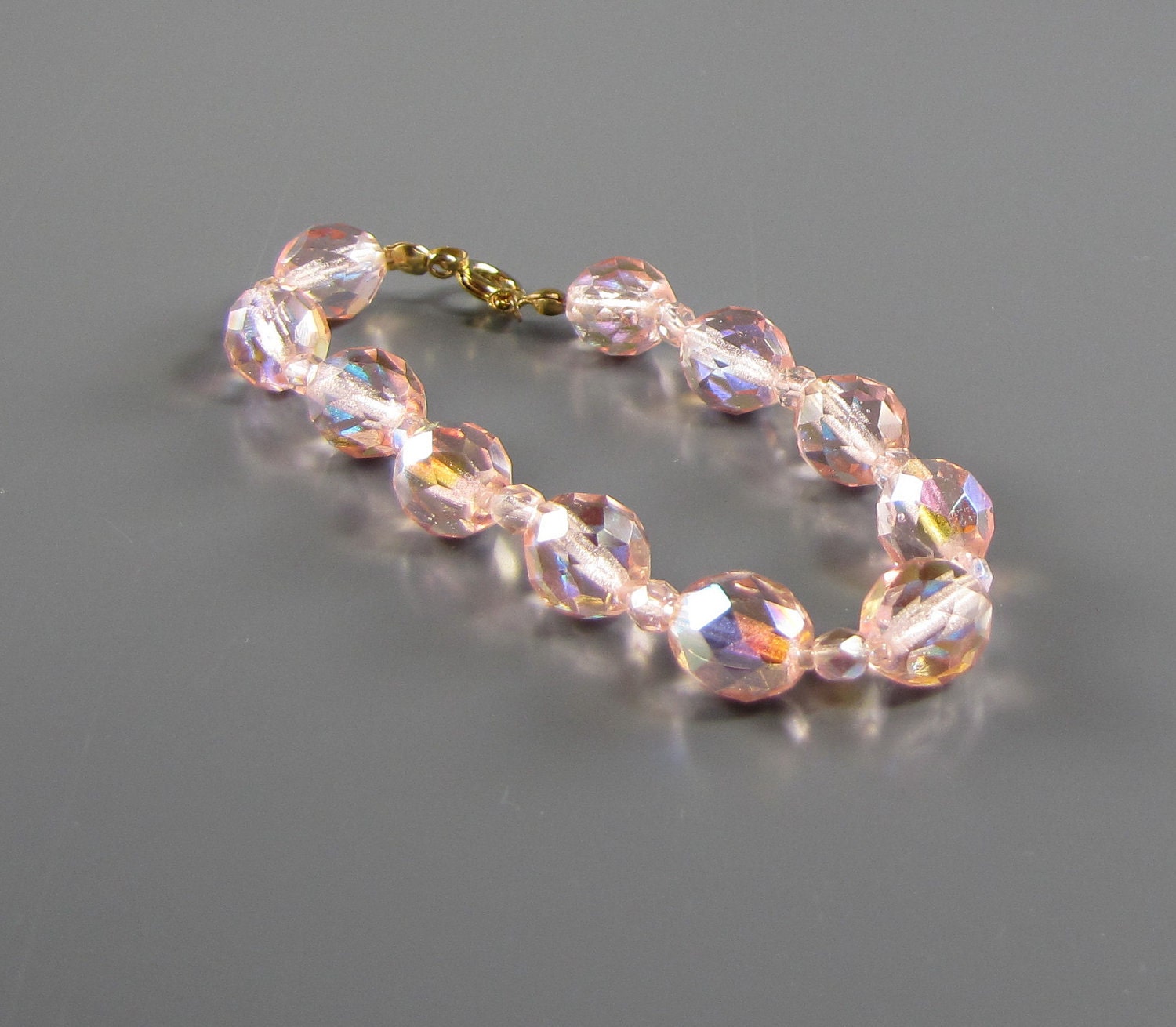 1960's Pink Crystal Aurora Borealis Bracelet