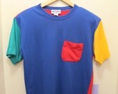 Primary Color Bloack T Shirt 80s