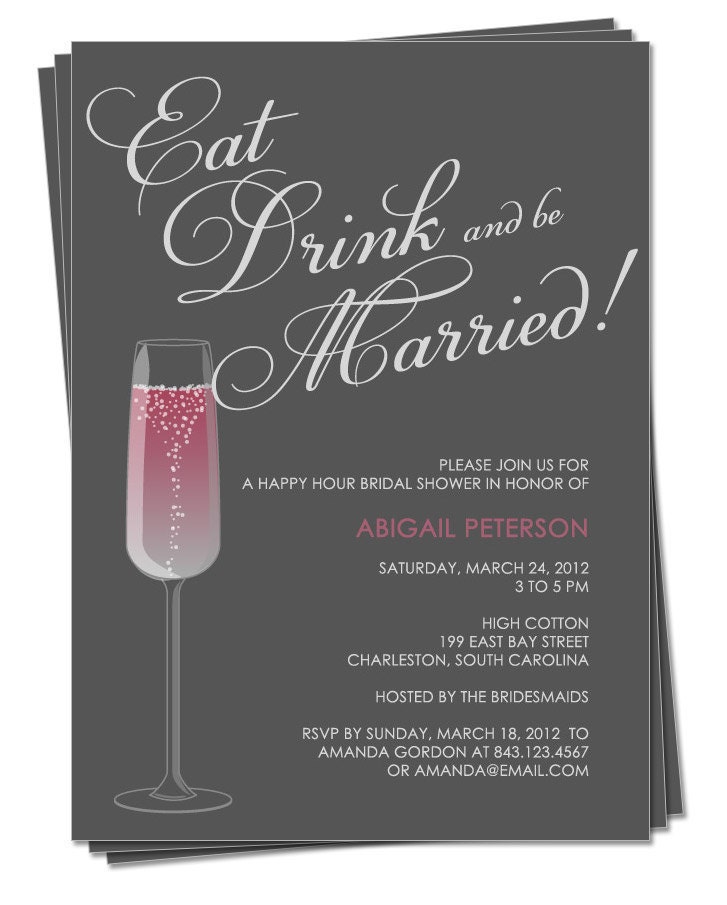 PRINTABLE - Happy Hour Champagne Bridal Shower, Engagement Party Invitation