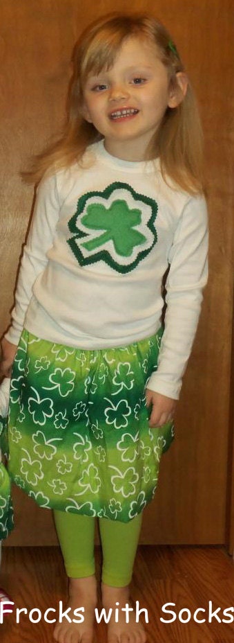FROCKS with SOCKS 2T thru 6 St. Patrick's Day TShirt and Straight Skirt Separates