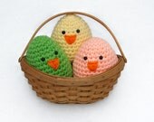 Egg toys or spring decor set of 3 in Easter pastel colors of peach, green and yellow