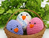 Easter Eggs spring decor set of 3 in basket fillers pastel colors of blue, white, mauve pink varigated