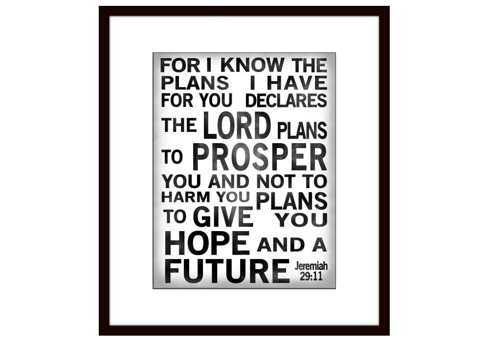 Jeremiah 29:11 Printable For I Know The Plans Subway Sign Art Poster PDF jpg Digital Download