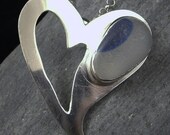 I heart sea glass sterling silver genuine english multi end of day beach glass pendant