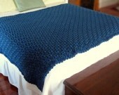 Crochet Afghan - teal blue, soft acrylic yarn, 50" x 64", throw, blanket, hand crocheted wrap