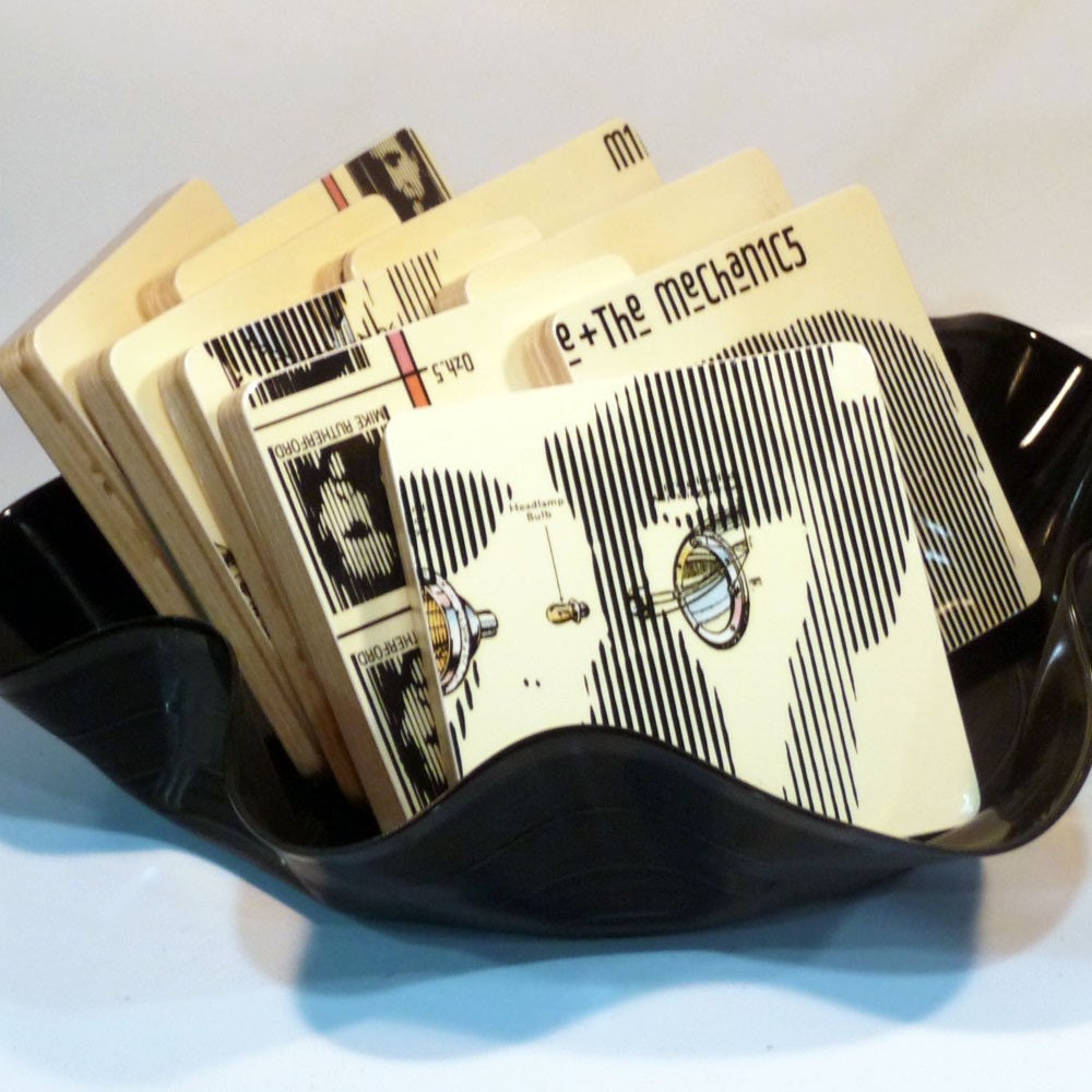 MIKE and THE MECHANICS Record Coasters with Warped Vinyl Bowl