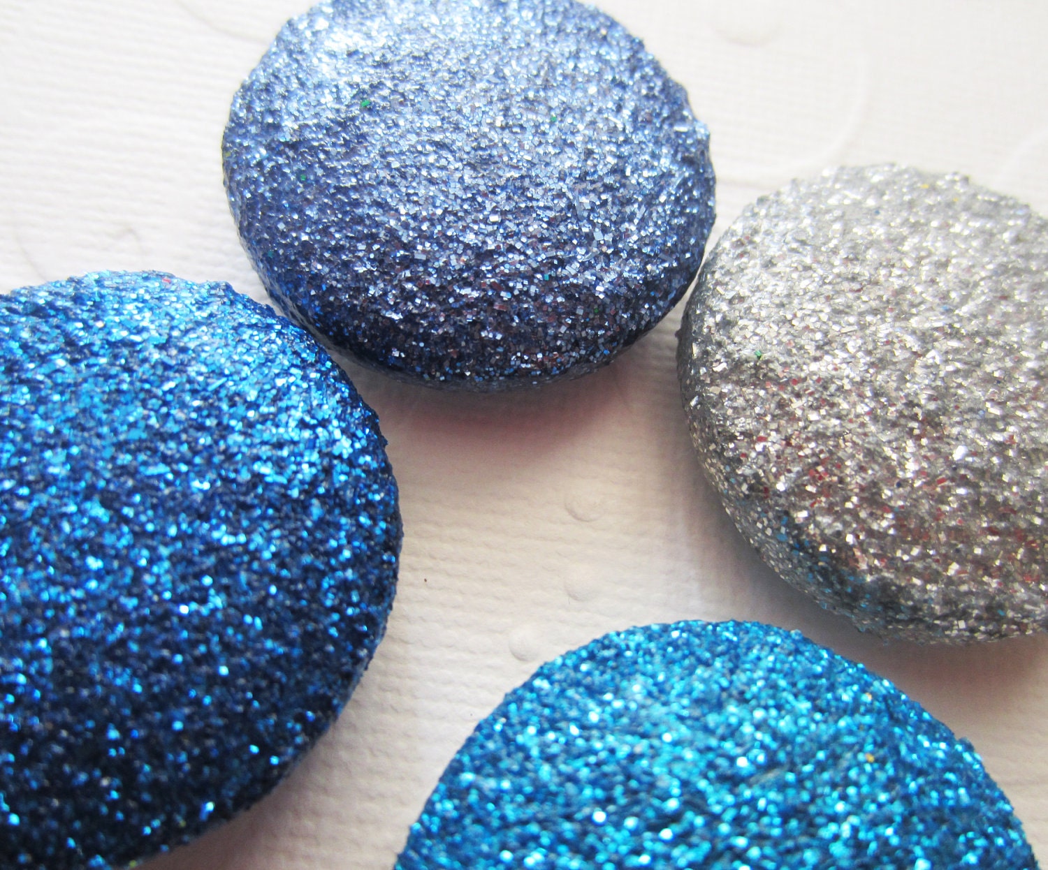 Magnets // Glitter // Out to Sea // Blue Aqua Periwinkle Silver // set of 4