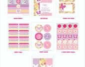 FLOWERS AND BUTTERFLIES Birthday Party or Baby Shower - Bandana and Polka Dots Printables PartyPackage - Girls Party Il_170x135