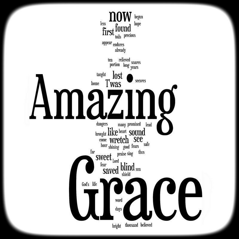 Amazing Grace Lyrics - Spritual Religous Art - Word Art Woodblock Print - Gift Idea