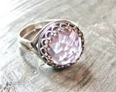 Blackbird Antiqued Sterling Silver and Amethyst Ring