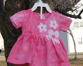 Baby Girls Dress and Diaper Cover Set: Pink with Batik Flowers (6 months) Ready to ship