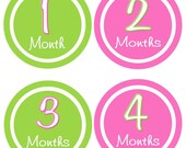 Baby Month Stickers Baby Girl Monthly Onesie Stickers Hot Pink Green First Year Stickers Month Stickers Baby Shower Gift Photo Prop Norah Il_170x135