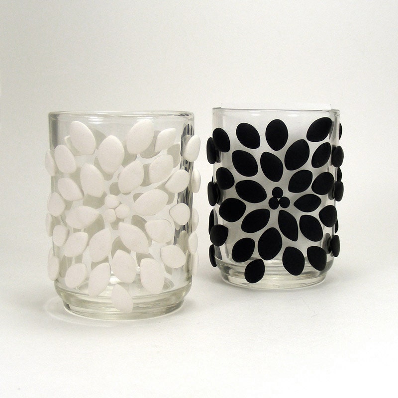 Black and White Blossom Set of 2 Votive Holders - Blossom