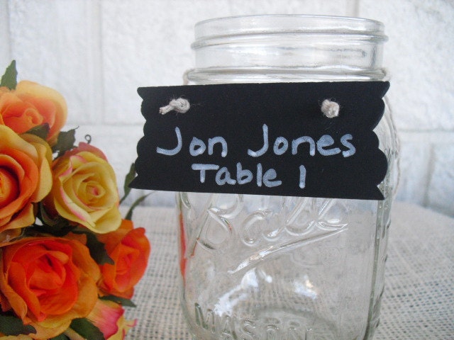 SET OF 10 Mini Rustic Chalkboard Hanging Signs For Candy Bar Signs, Place Card Signs , Buffet Signs And Table Number Signs - Item 1014