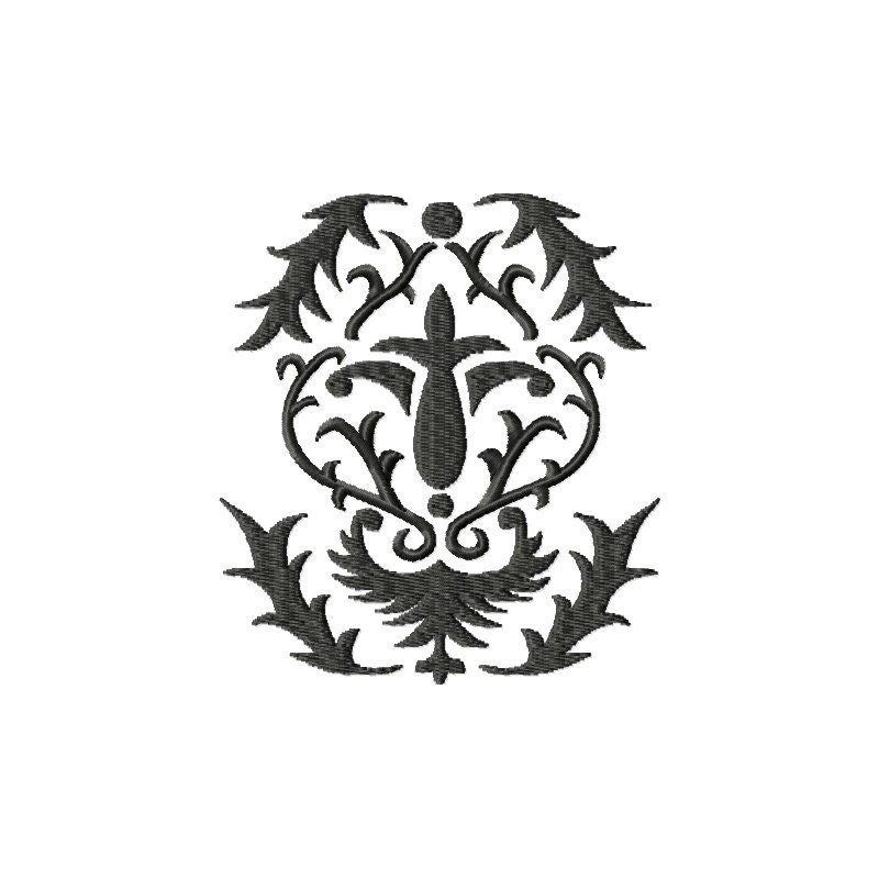 Machine Embroidery Design / Black Damask / Scrollwork