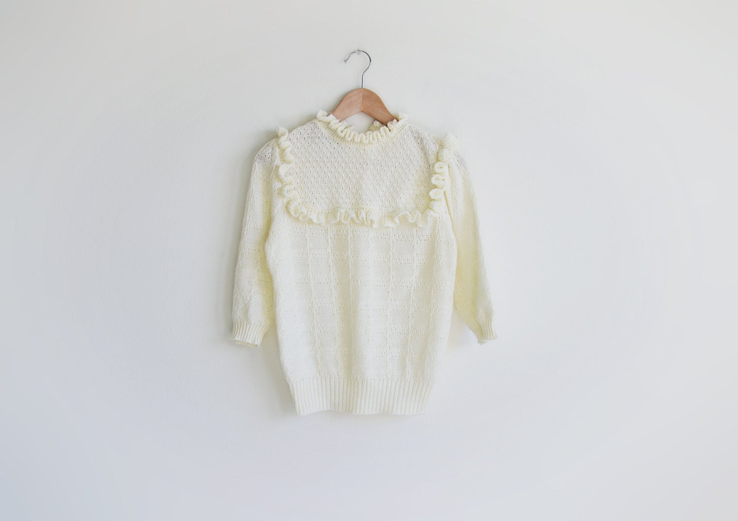 Vintage MADEMOISELLE ivory knit sweater top.