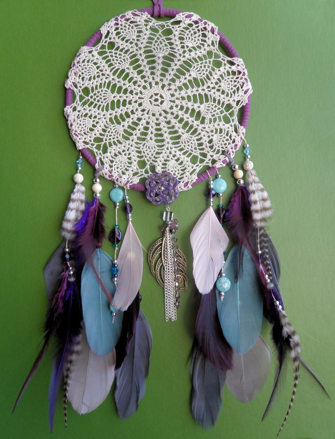 Dream Catcher - Doily - Purple and Blue - Modern - Large - Hippie