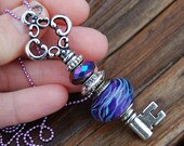 Add A Bead silver plated changeable Key Pendant with Dan O Lampwork European Charm Bead