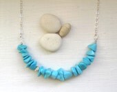 Sleeping Beauty Turquoise Necklace : Turquoise Jewelry, Gem Nugget Jewelry, Rustic Jewelry, Blue Simple Natural Stone Necklace
