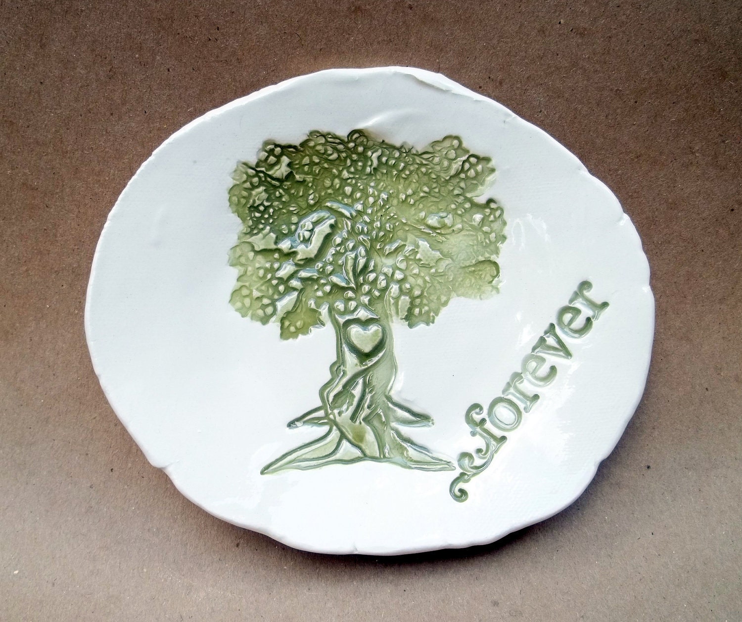 Ceramic Forever Tree with Carved Heart Trinket Dish