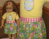 FROCKS with SOCKS 2T thru 6 Easter Eggs Matching Girl and American Girl Dresses