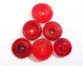 Riot of Red Glass Disks (6) - Handmade Lampwork Beads SRA
