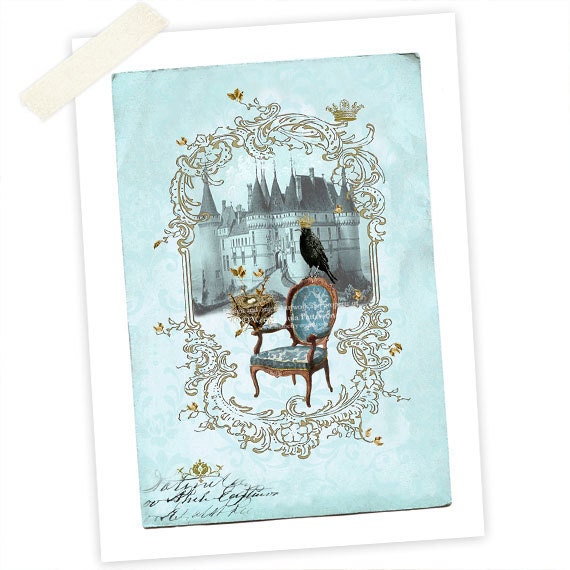 Regal Raven on a Regency Chair King of His Castle Giclee Art Print