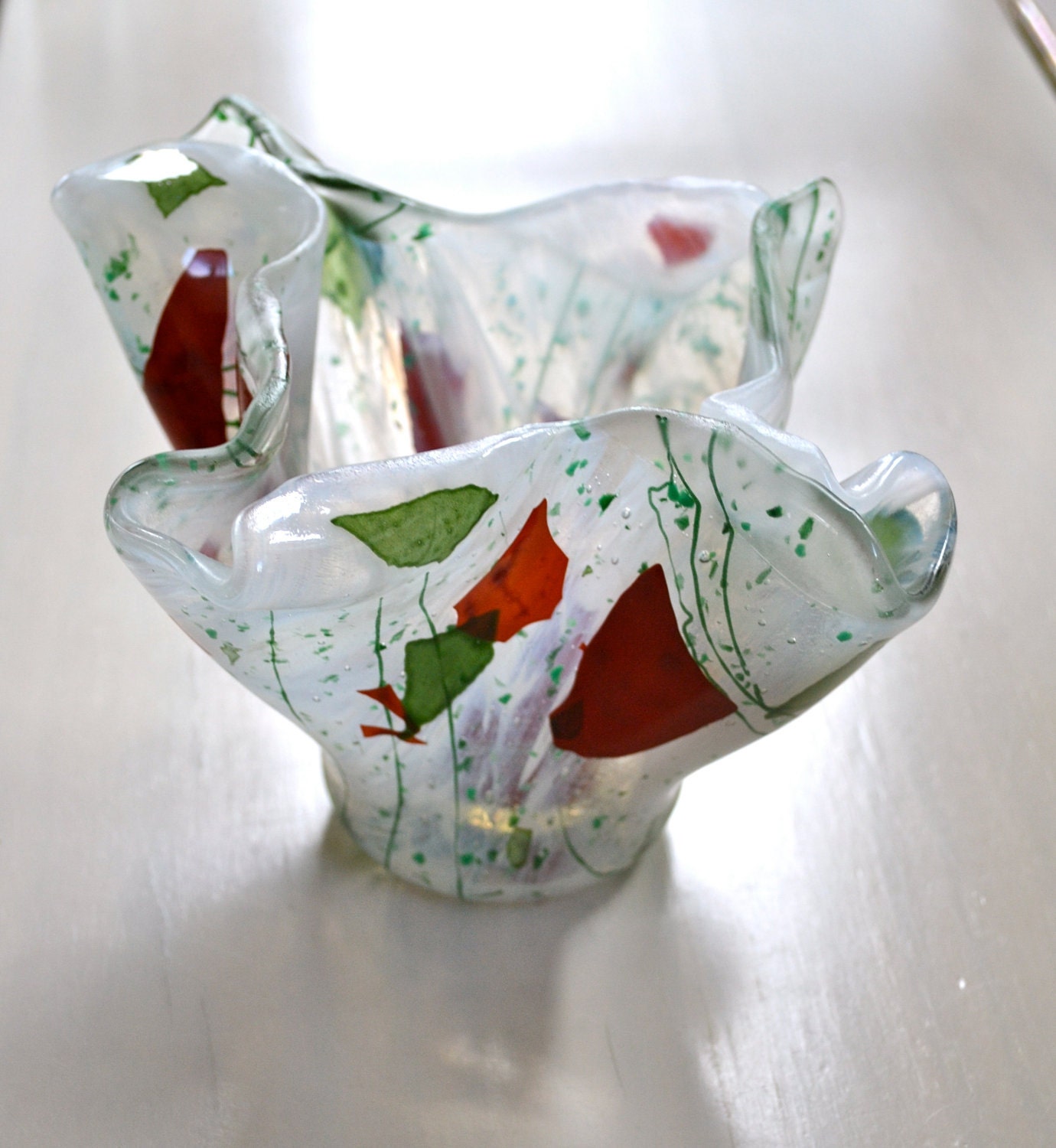 First Rose Fused Glass Vase or Candleholder