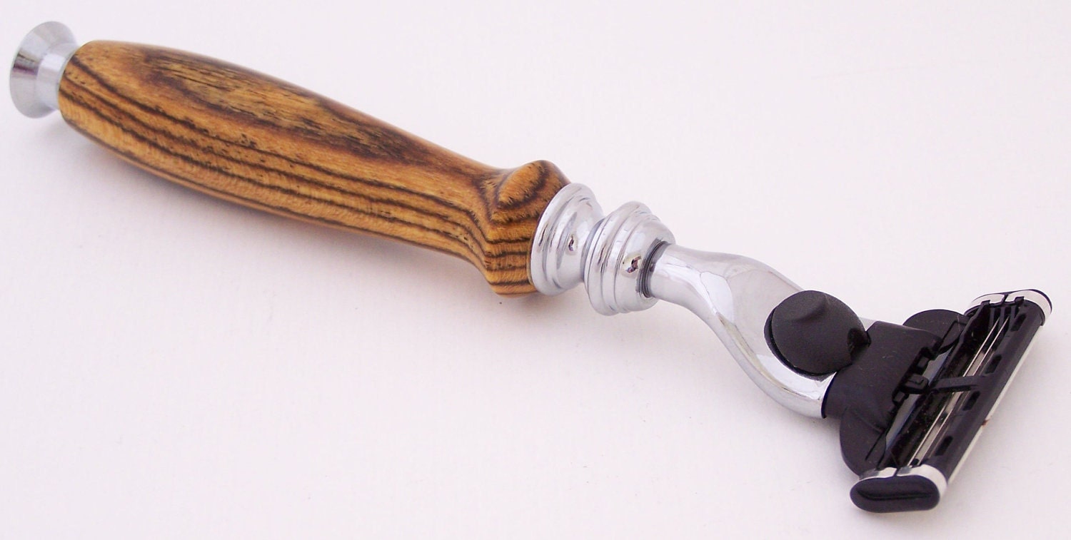 Bocote Wood Mach 3 Razor Shaving Handle (Handmade in USA)