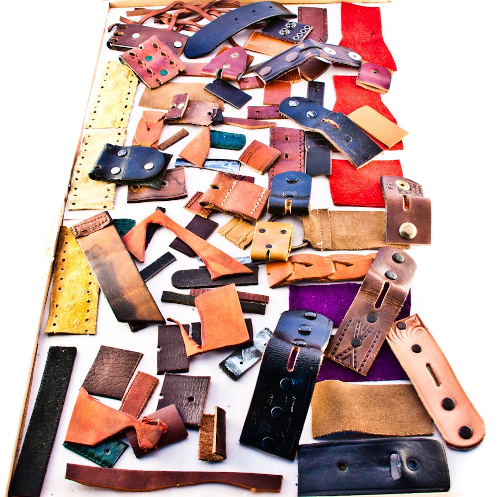 Scrap Leather Lot Remnants Pieces Destash Supplies