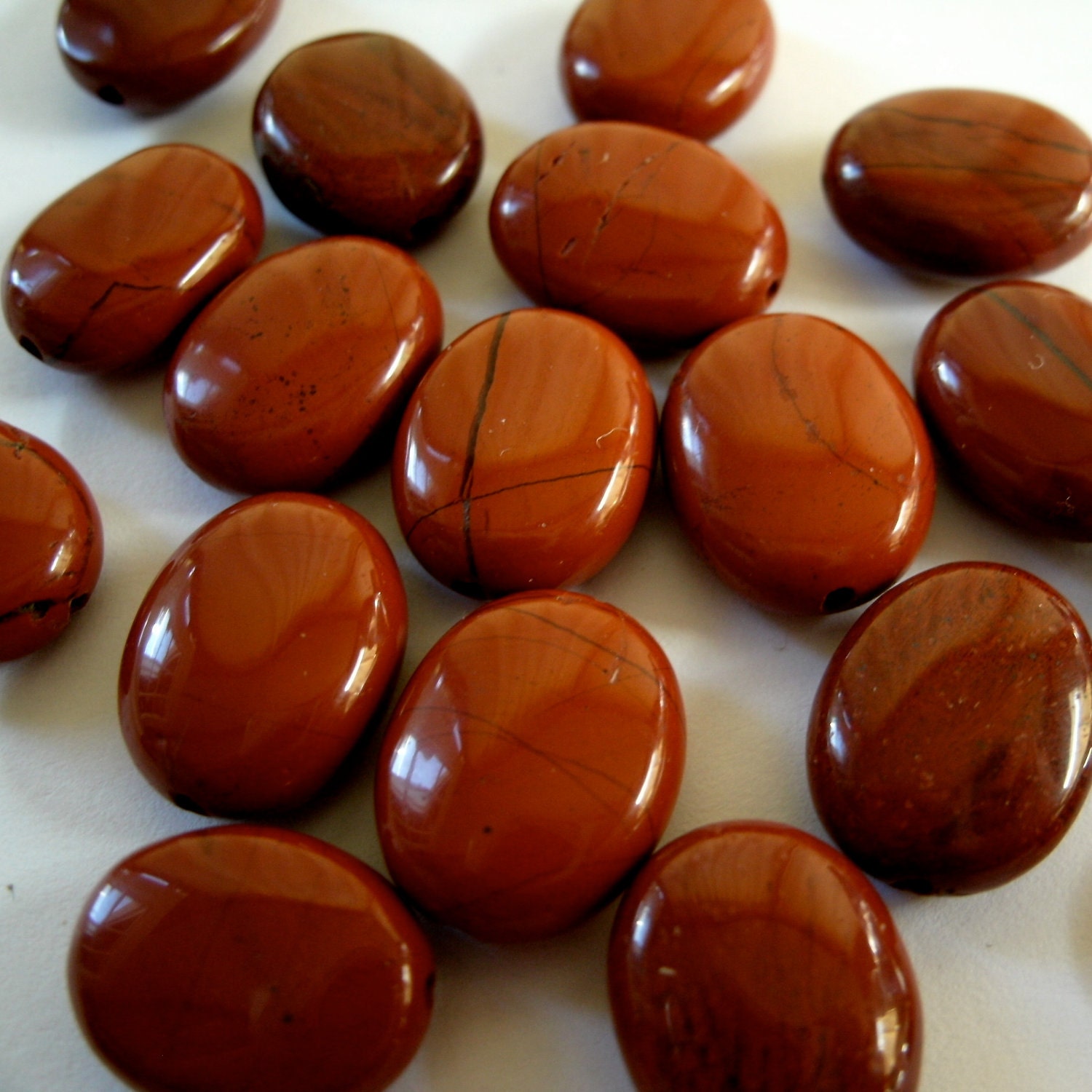 20 pcs Gemstone Beads Jasper Oval Brown