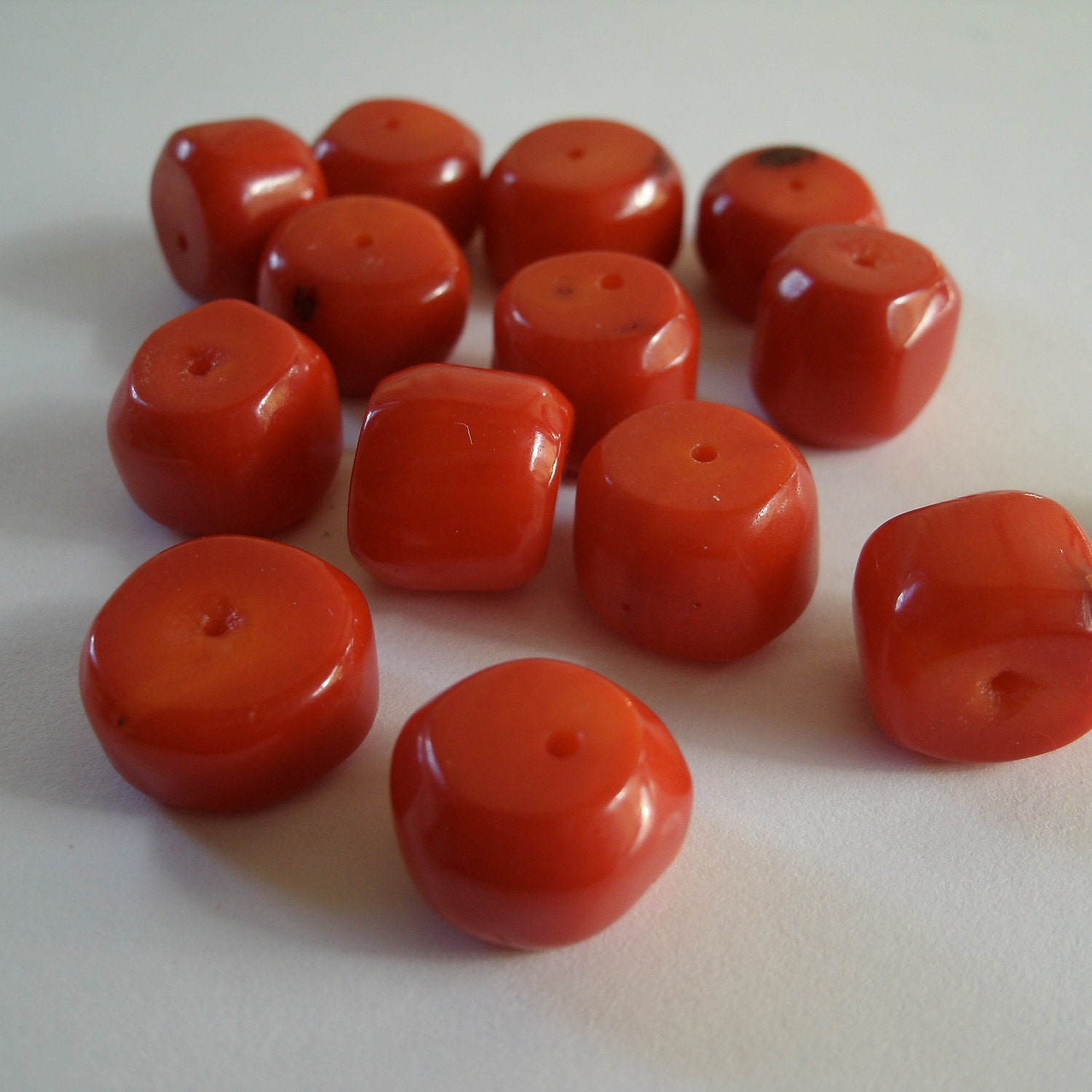 33 pcs Gemstone Beads Sponge Coral Vibrant Red