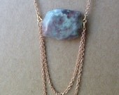 Geometric jasper and raw brass necklace