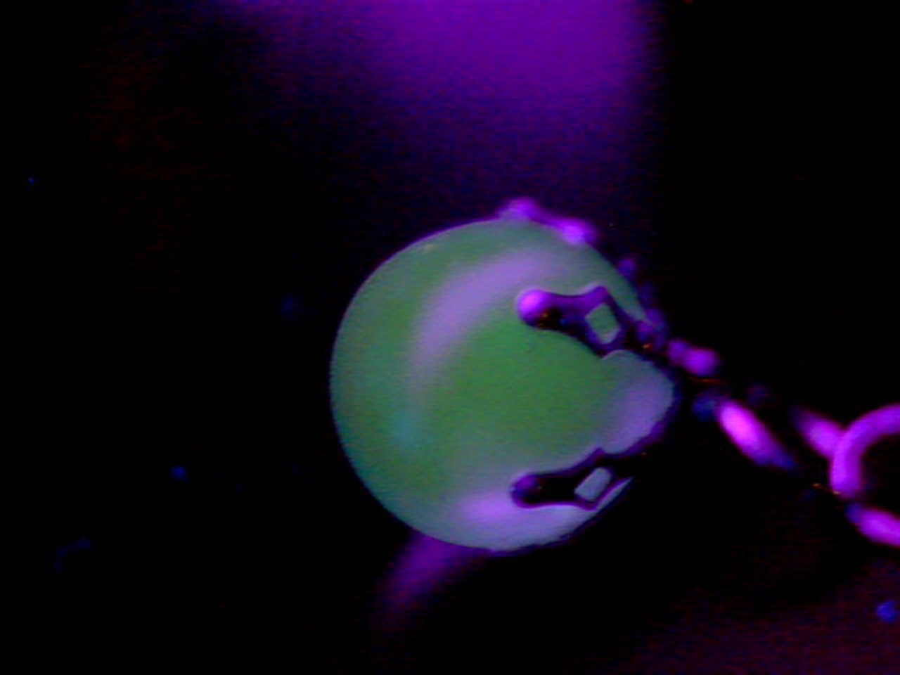 Genuine blue UV glow in the dark sea beach glass marble handmade necklace