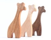 organic giraffe RATTLE - natural wooden teething toy, safari animal playmate, waldorf baby toy with homegrown organic finish
