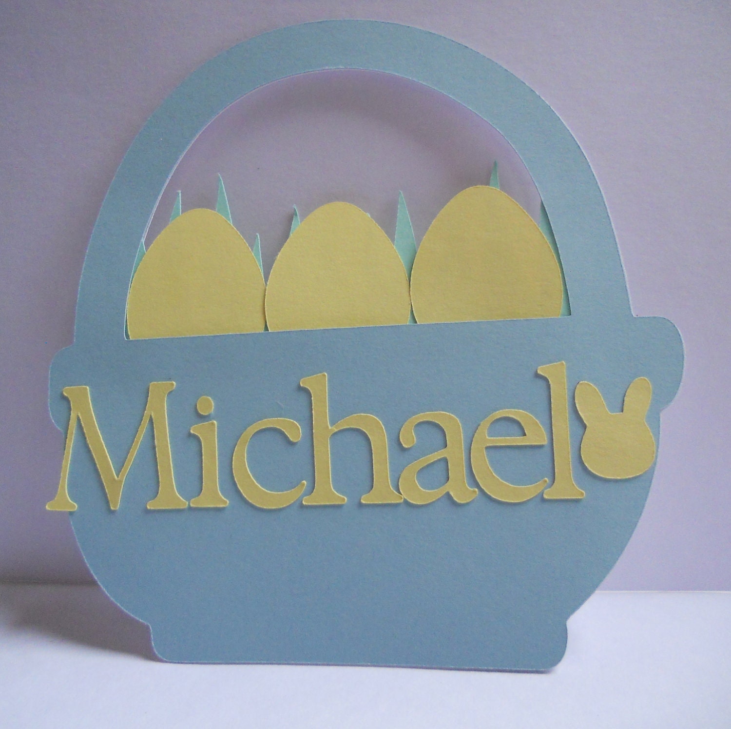 Personalized Blue and Yellow Easter Tag