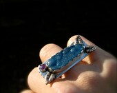 Blue Hemimorphite Druzy Sterling Ring Springtime OOAK