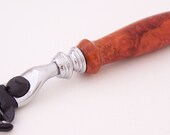Amboyna Burl Wood Mach 3 Razor Shaving Handle (Handmade in USA)