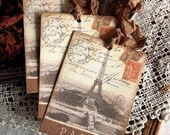 Vintage Paris Postcard Gift Tags Handmade by avintageobsession on etsy