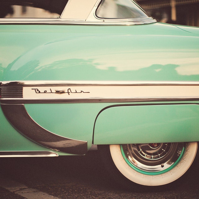 Spring Mint Green - Bel Air - Vintage Car Photograph, Mid Century Modern, Mad Men, Classic Hollywood, Pastel