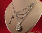 Statement Steampunk Necklace, Vintage Watch Sealed in Resin, Gears, Czech Glass, Swarovski Elements, Sterling Plated and Gunmetal