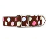 Wide 1 1/2  inch Martingale Dog Collar in Candy Dot