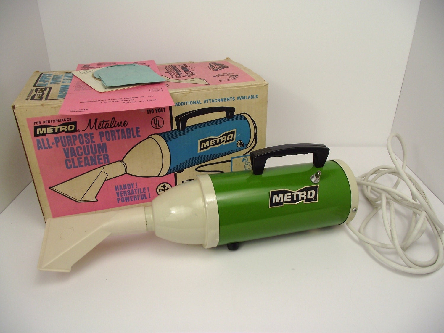 Vintage Canister Vacuum Metro Metaline Portable Vacuum Cleaner
