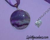 Beautiful Framed Agate Pendant Necklace - Reiki Infused - Connection to the Earth - 3694