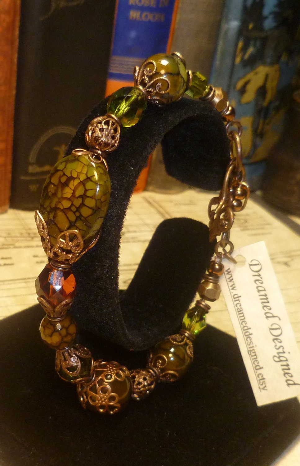 Vintage Antique brass eclectic toggle bracelet BR009