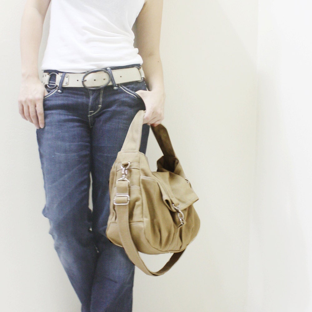 Mini CLASSIC by Kinies in Khaki - Single Strap Tote / Cross Body Messenge