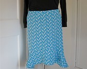 flounce skirt - plus size - turquoise knit vintage fabric - 48W-57H