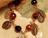 ON SALE Religious Medal Charm Bracelet Bronze Catholic by HeartFelt Rosaries